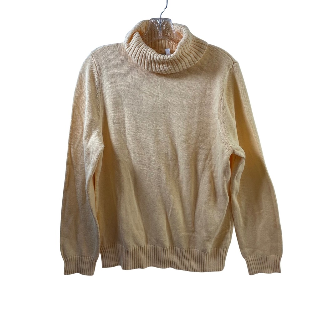 Croft & Barrow Womens Pale Yellow Turtleneck Knit Sweater NWT Size Large